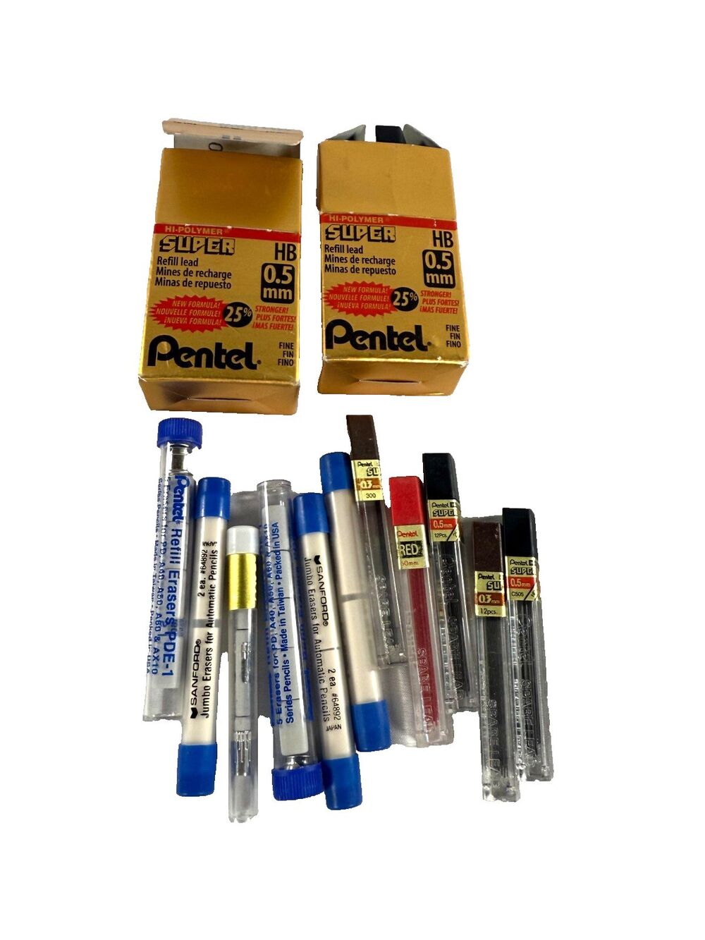 Vintage Pentel Sanford Mechanical Pencils Erasers Lead Refills Mixed Lot